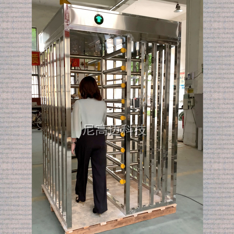 立式全高不锈钢棍闸 电动智能刷卡人脸识别转闸门 防尾随十字辊闸