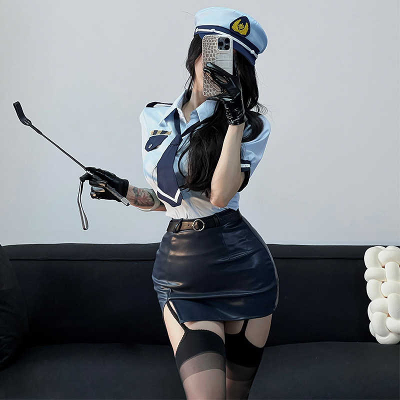 Cosplay Halloween Sexy Navy-Style Policewoman Uniform Pure Desire Outfit Stewardess Secretary Mature Woman Plus-Size Costume Cosplay Halloween Sexy Navy-Style Policewoman Uniform Pure Desire Outfit Stewardess Secretary Mature Woman Plus-Size Costume