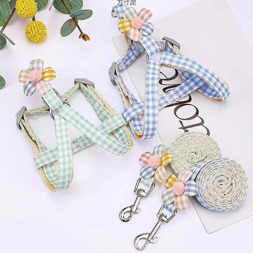 Dog Harness Back and Chest Small Pet Leash for Corgi, Teddy, Golden Retriever and Other Small Breeds, Anti-Retraction Pet Lead