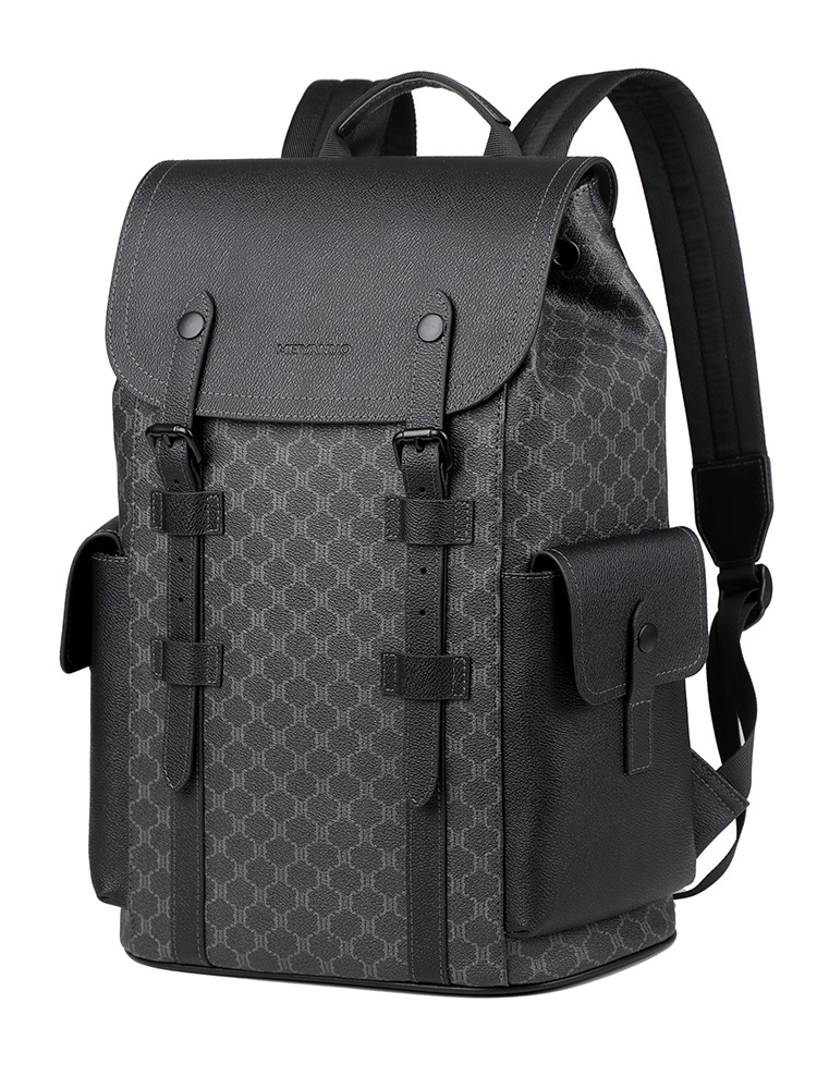 Mochila de moda de gran capacidad casual de negocios de alta gama para hombres, mochila para computadora de 16 pulgadas para hombres, bolsa de viaje de PVC