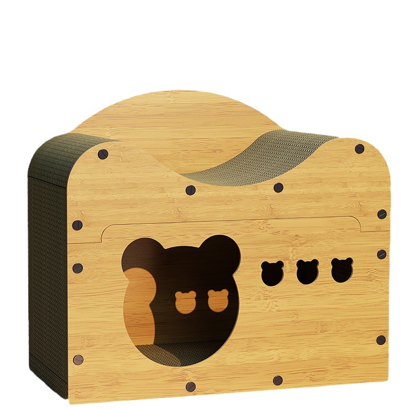 Gato de arena gato tablero del rasguño sofá vertical de madera integrado papel corrugado Casa de gato resistente a los arañazos juguete para mascotas suministros molienda garra