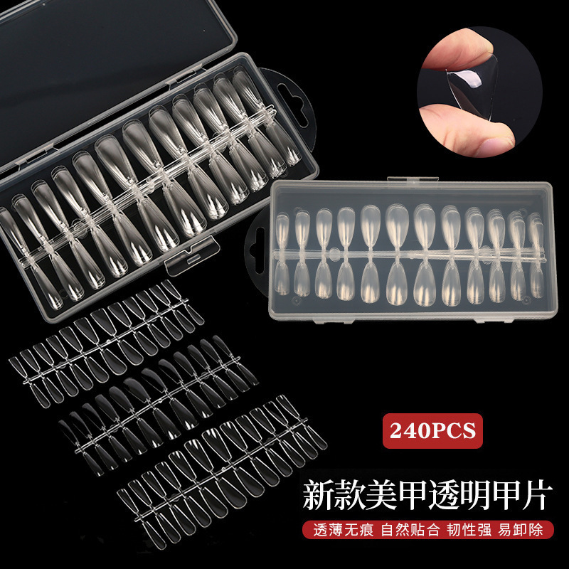Factory Outlet 240 Nail Art Patch Fake Nail Finished Seamless Scrub Full Stick French Transparent Long Ladder