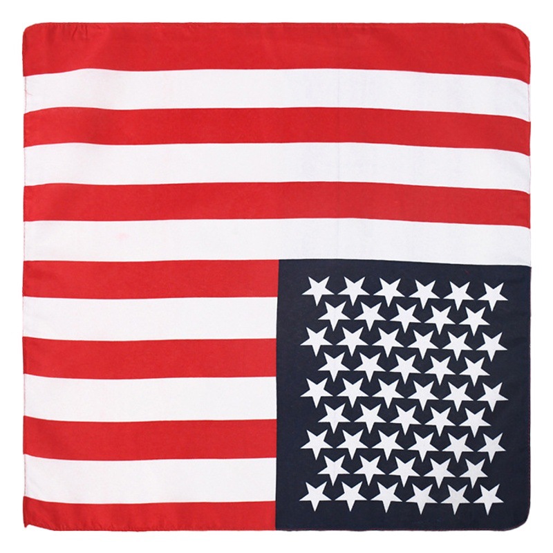 Factory Direct Supply European and American Outdoor American Flag Headscarf Polyester Printed Handkerchief Street Hip-Hop Dress Square Scarf Wholesale