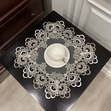 现代轻奢高级刺绣垫方巾台灯垫网纱茶几餐具盖巾微波炉电饭锅盖布