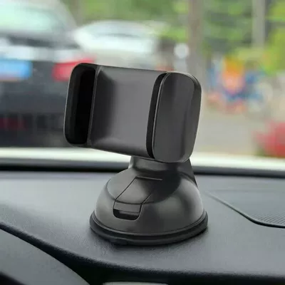 Phone holder, car mount, suction cup, front windshield, dashboard, center console, in-car, car-mounted, navigation stand (Car phone holder) - black
