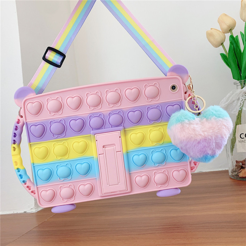 Suitable for iPad mini 6 handle Rainbow Bubble love bear protective case holding soft silicone T515 flat shell