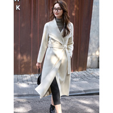 荣太老钱高智风羊绒羊毛双面呢设计感大衣女秋冬显瘦绑带长款外套