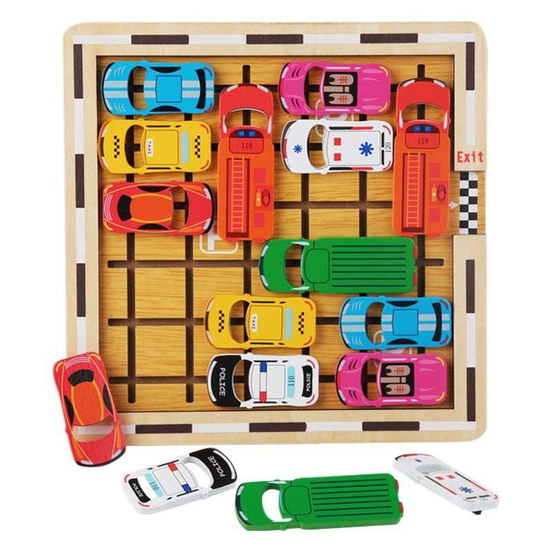 Coche Huarong Road los niños de la lógica matemática pensamiento juguetes de entrenamiento desarrollo inteligencia de clase grande movimiento del cerebro coche en movimiento fuera de la Biblioteca