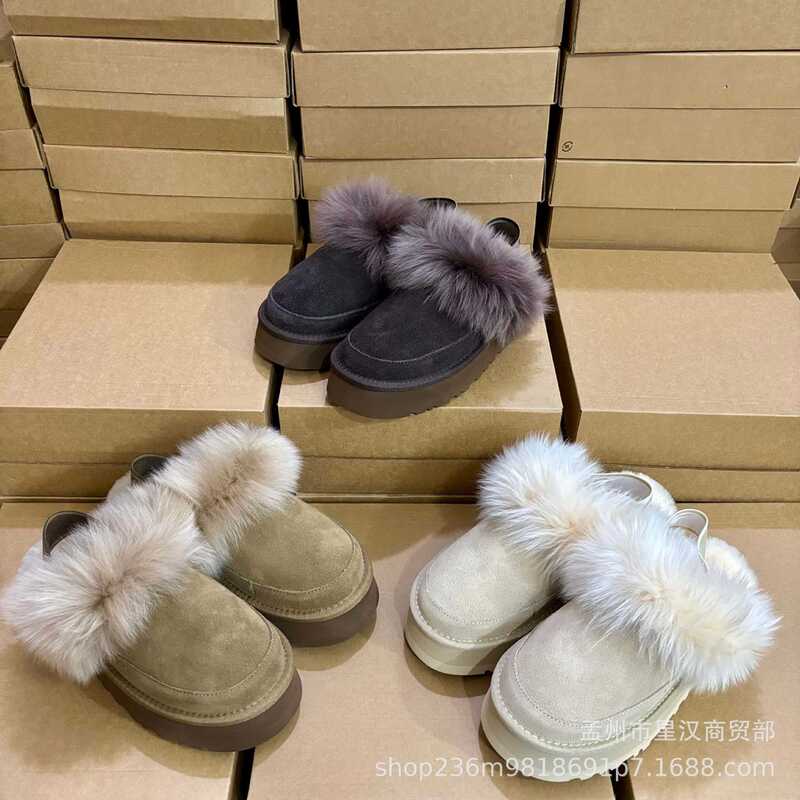 2026 new model Sangpo long-pile thick-soled slippers for women, winter outdoor wear, fur-lined, warm snow boots, closed-toe cotton slippers 2026 new model Sangpo long-pile thick-soled slippers for women, winter outdoor wear, fur-lined, warm snow boots, closed-toe cotton slippers