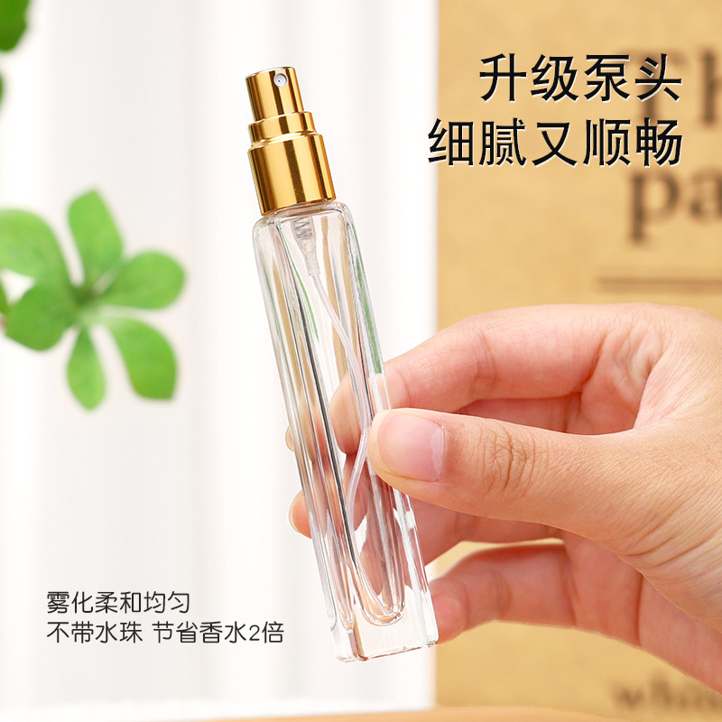Wholesale 10ml viajes portátiles botellas de perfume de vidrio mini prensar botellas de spray de niebla delgada botellas de muestra pequeñas