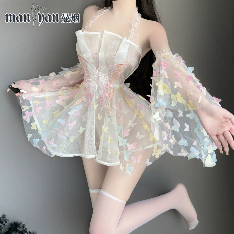 Маньян_sexy нижнее белье сексуальный градиент бабочка фея мечта принцесса прозрачная юбка форменный набор 9121