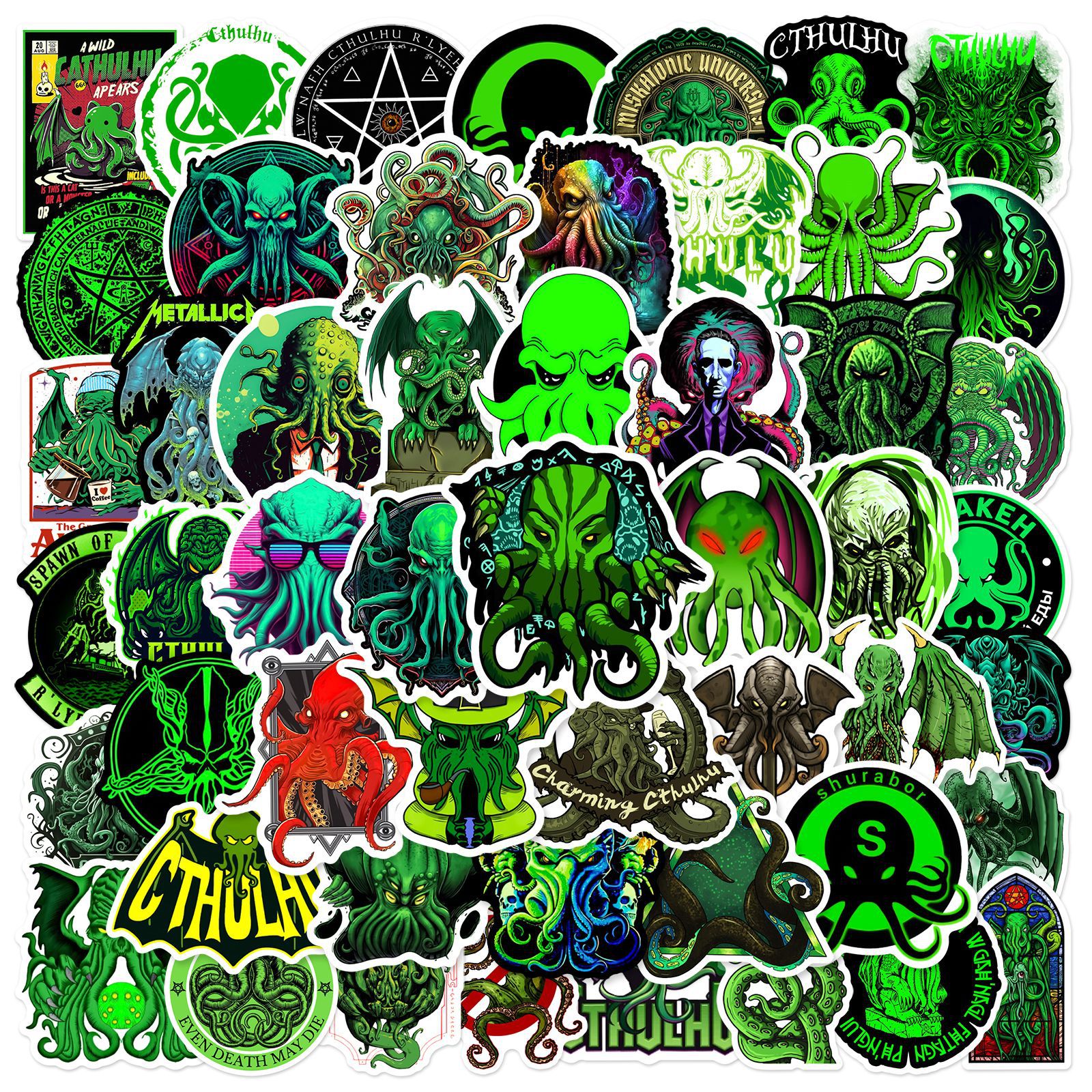 50 장 괴물 Cthulu Cthulhu 낙서 스티커 스케이트 보드 오토바이 헬멧 스케이트 보드 방수 스티커 도매