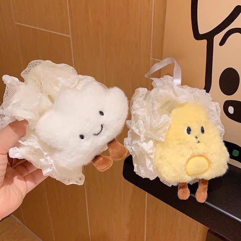 可爱蕾丝边奶酪起泡沐浴球柔软亲肤洗澡浴花搓背搓澡巾沐浴球卡通|undefined