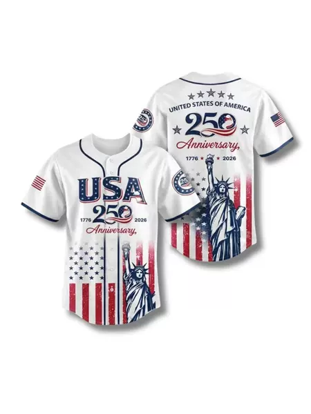 2026 New Cross-Border European and American Independence Day Printed Men's Baseball Jacket Short-Sleeve Button-Up Baseball Uniform Team Uniform