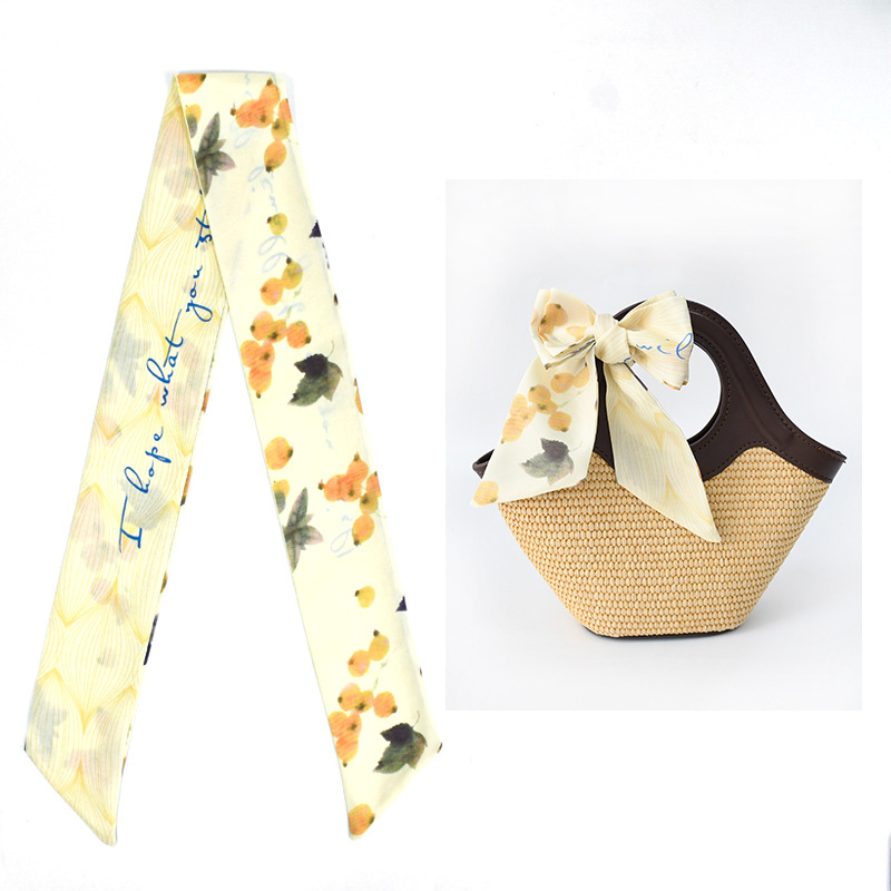 Primavera y otoño lindo y dulce bufanda de seda larga cinta para el cabello caja de regalo bolsa de amarre cinta multifunción fresca pequeña y versátil