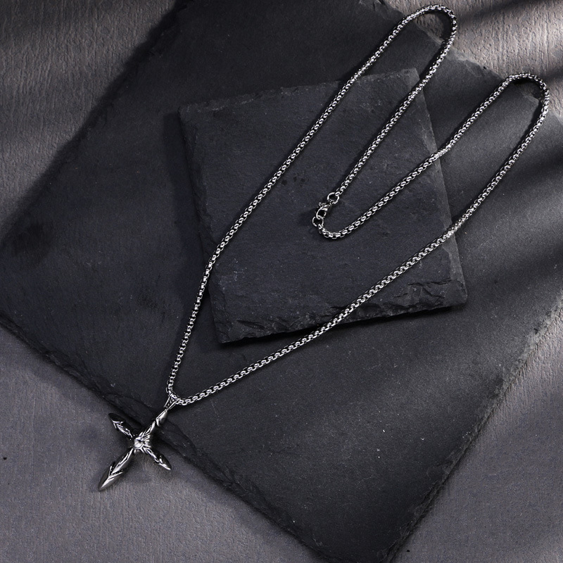 Τάση κολιέ με σταυρό, απλή προσωπικότητα χιπ χοπ, μενταγιόν για άνδρες και γυναίκες φοιτητών, αξεσουάρ αλυσίδας πουλόβερ_voghion.com