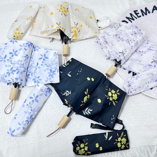 New in stock Wholesale Small Floral Three-fold Umbrella Stall Folding Women's Anti-umbrella Ultra Light Portable Advertising Umbrella