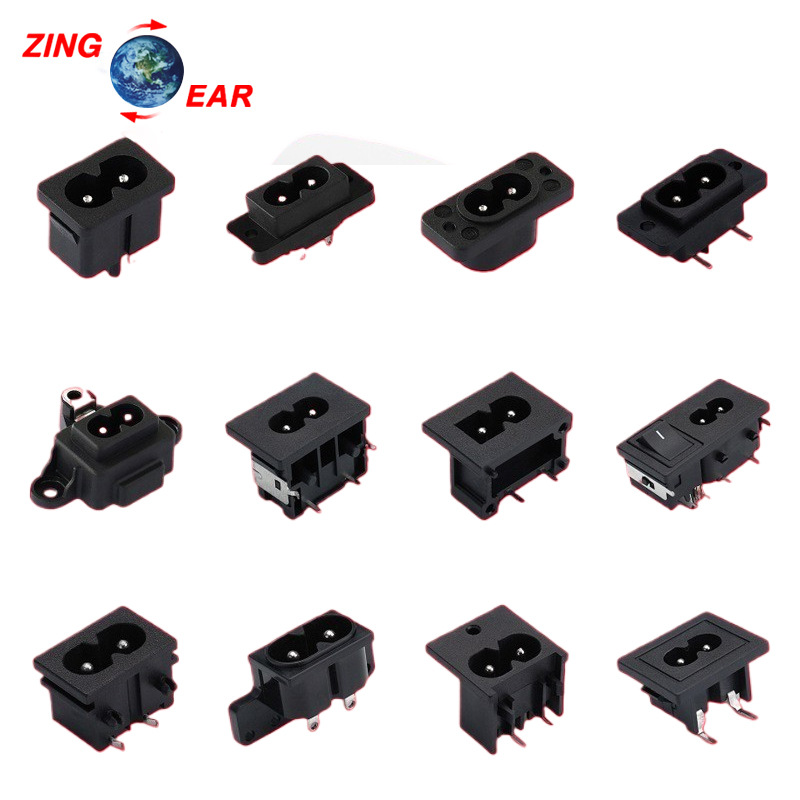 厂家 八字插座 C8公座 8字型两针两芯AC电源插座250V2.5A 7A KC