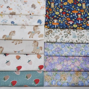 No fluorescent agent cotton cotton printed cartoon fabric bedding baby fabric wholesale 1.6 meters wide strawberry flowers