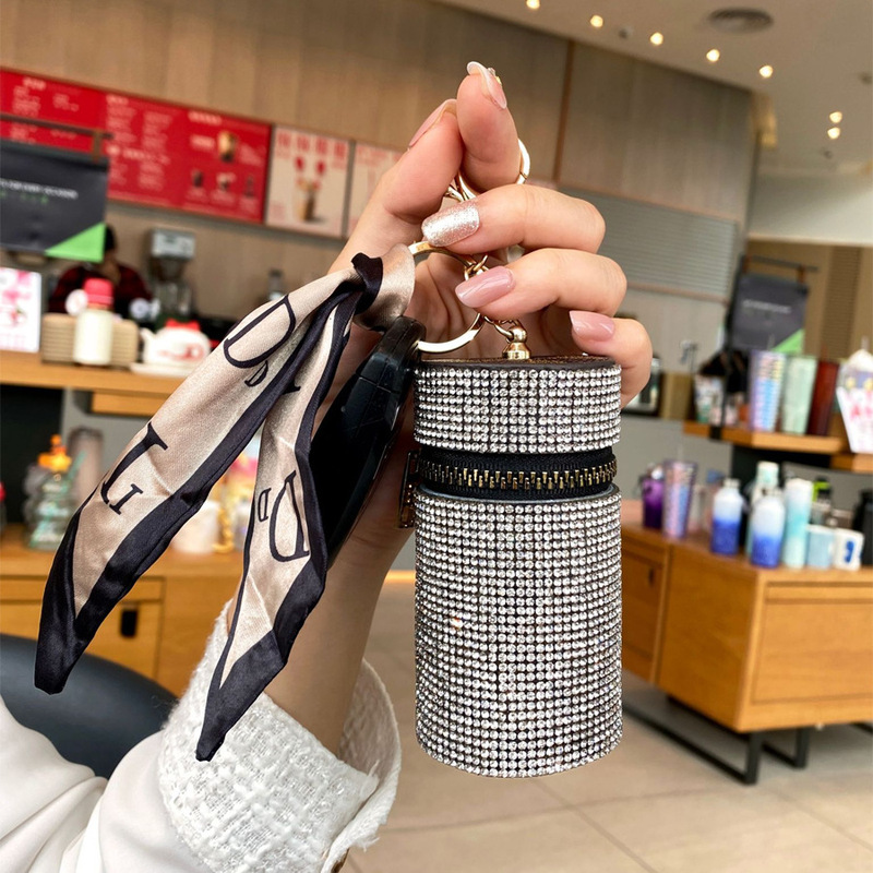 Light Luxury Diamond-encrusted Fashion Red Bag Summer Women's Simple Headset Coin Purse Bucket Bag High-end Jewelry Bag