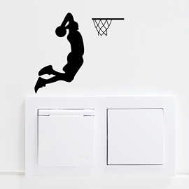 精雕 打篮球球员装饰墙贴健身房卧室开关小贴纸 跨境可移除 JS255