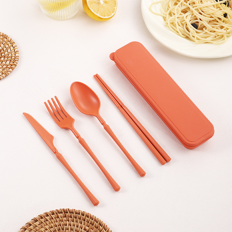 プラスチック家庭用食器袋卸売ポータブルPPナイフ、フォーク、スプーン、箸4点セット子供と学生のためのコンプリートセットAmazon|undefined