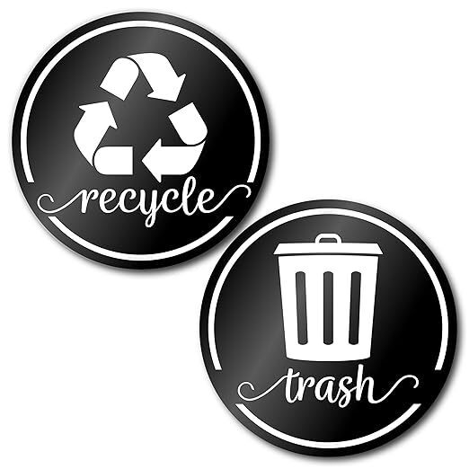 Elegant Trash Can Recycling Stickers, 3.5inch Trash Can and Can Recycling Stickers Elegant Trash Can Recycling Stickers, 3.5inch Trash Can and Can Recycling Stickers
