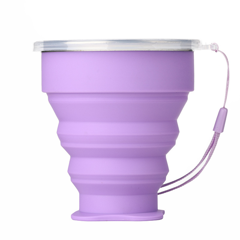 Taza de agua plegable transfronteriza de silicona para viajar, taza de agua plegable fácil de transportar, taza de agua plegable anti-caída, taza de agua plegable de moda