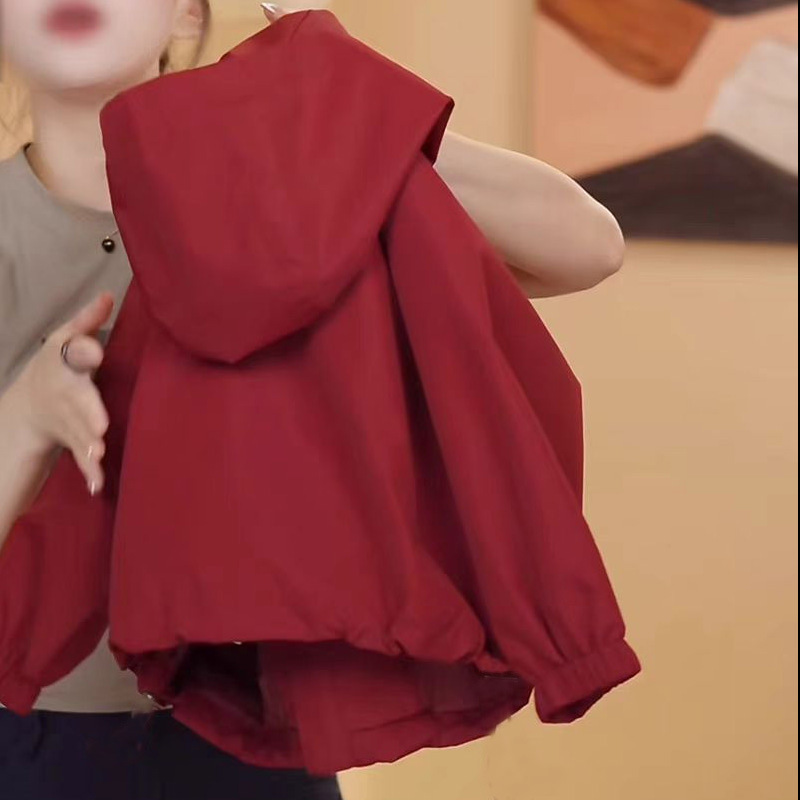 Niñas encapuchadas ropa de asalto primavera y otoño 2024 nueva chaqueta con cremallera para niños y niñas chaqueta roja coreana estilo extranjero