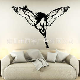马儿 带着翅膀飞行图案自粘可移除PVC墙贴家居装饰卧室客厅贴纸