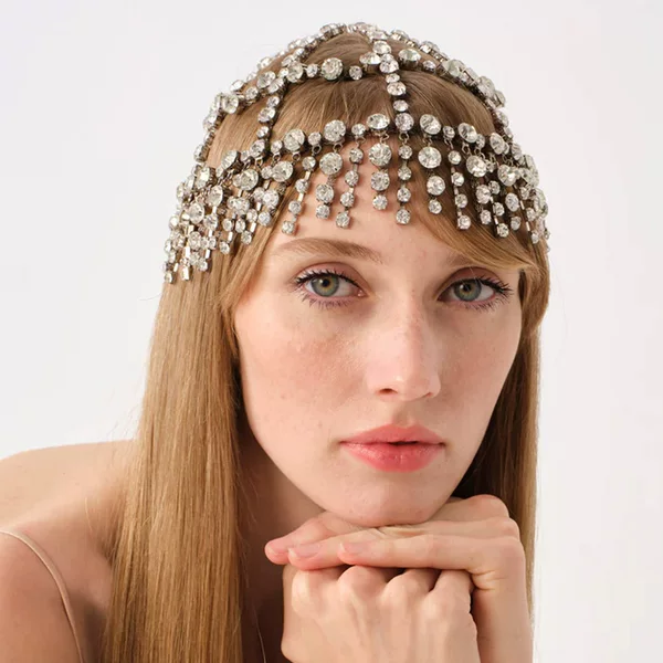 Cross-Border Hot-Selling Tassel Hair Chain, Ethnic Style Fashion Stage Performance Rhinestone Hat Headpiece, Heavy-Duty Accessory