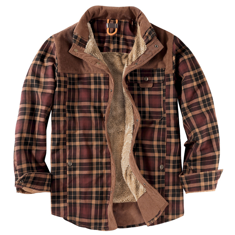 American Size Plaid Shirt Amazon jacket Men's Coat Cross-border Plus Velvet Large Size Winter Warm Cotton jacket American Size Plaid Shirt Amazon jacket Men's Coat Cross-border Plus Velvet Large Size Winter Warm Cotton jacket