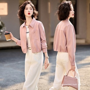 Brand Casual Leather Women's 2025 New Spring and Autumn Sheepskin Small Stylik Women's Leather Jacket Short Coat