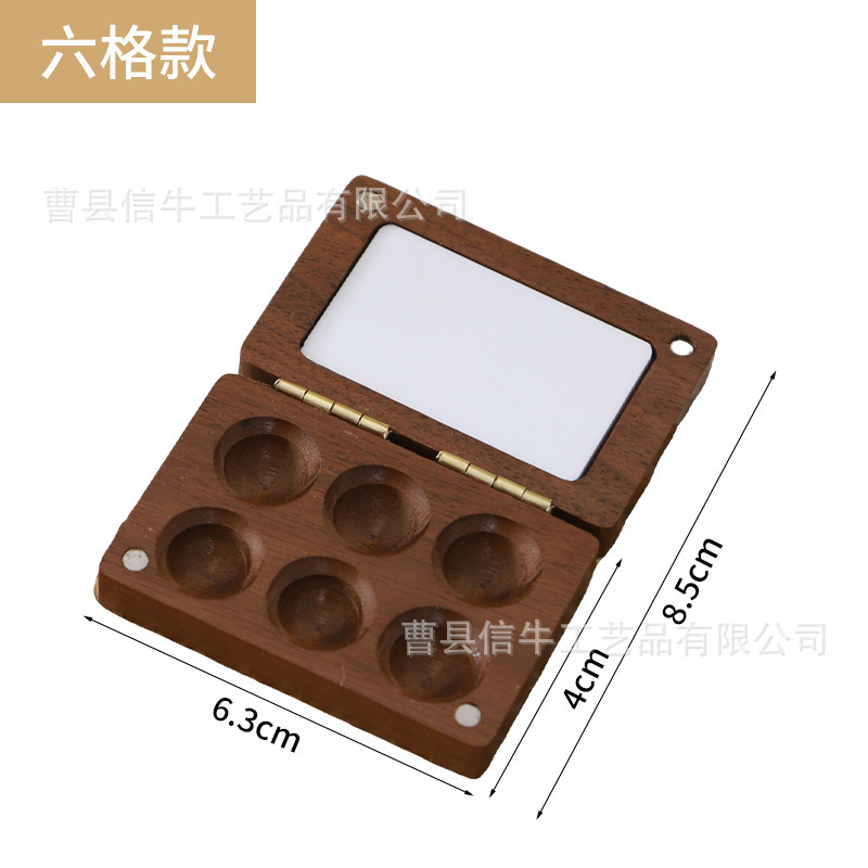 ミニ水彩絵の具ボックス新しい無垢材木箱パレットポータブルノートブックスケッチ絵の具ボックス|undefined