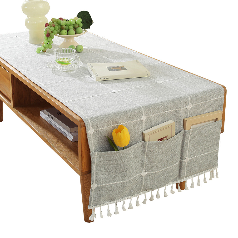 Japón impermeable a prueba de polvo mantel de mes Jacquard grueso cubierta de mesa de té armario de televisión almacenamiento refrigerador bolsillo cubierta tela al por mayor transfronteriza