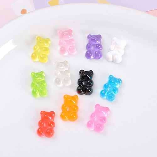 Resin Accessories Transparent Teddy Bear School Supplies Phone Case Material Slime Filling DIY Decorative Accessories