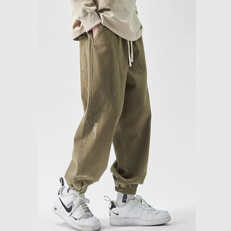 Overalls Men's American Style Retro Leg Casual Pants Boys Spring and Autumn Fashion Stitching Japanese Style Loose Sports Pants