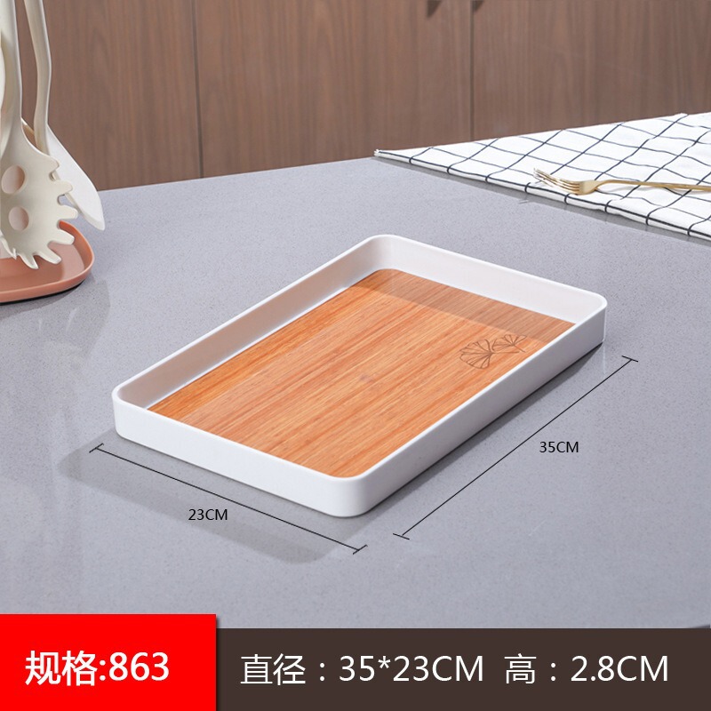 新しい木目調プラスチックトレイ商業多機能ホテル落下防止トレイレストランマルチカラーオプションフルーツトレイ卸売|undefined
