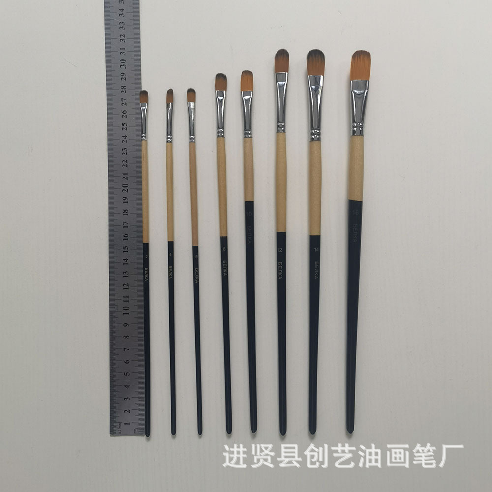 加工定制uv漆木杆铜管尼龙毛指甲圆画笔油画水粉墙体绘画笔刷