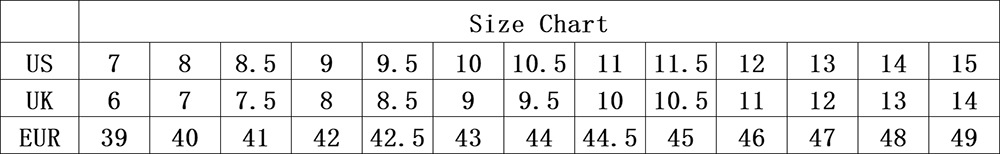 Size Chart 7-15