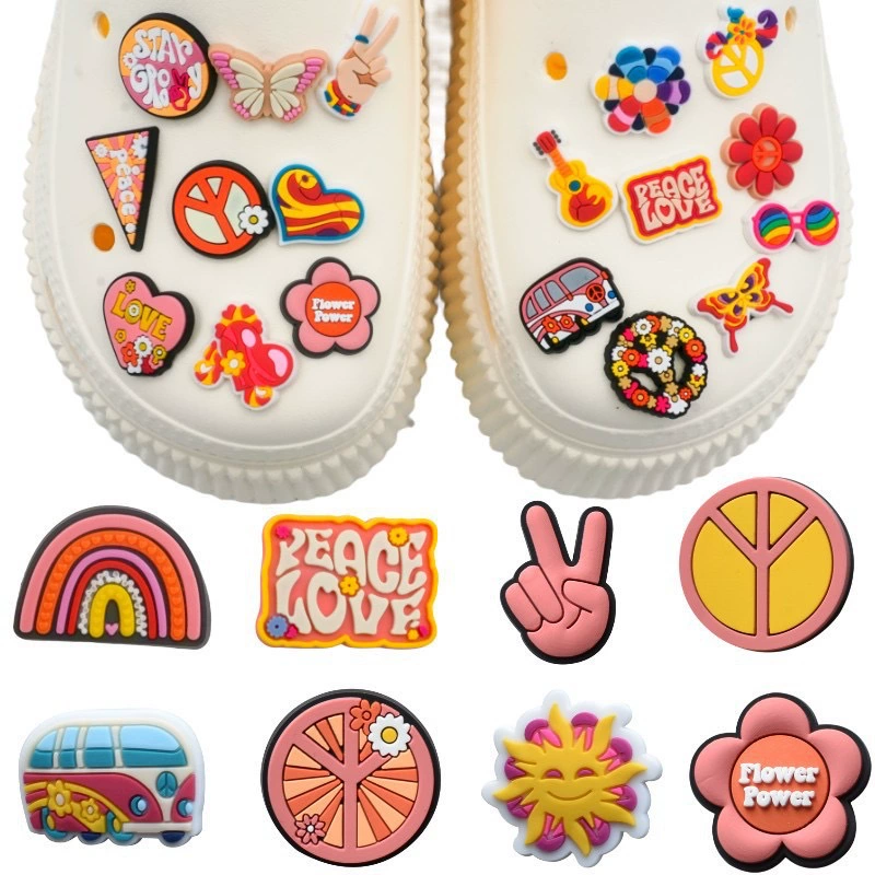 Аксессуары для обуви Crocs серии Peace Love: шармы, пряжки, декор для обуви DIY, декоративные пряжки, хит продаж для трансграничной торговли