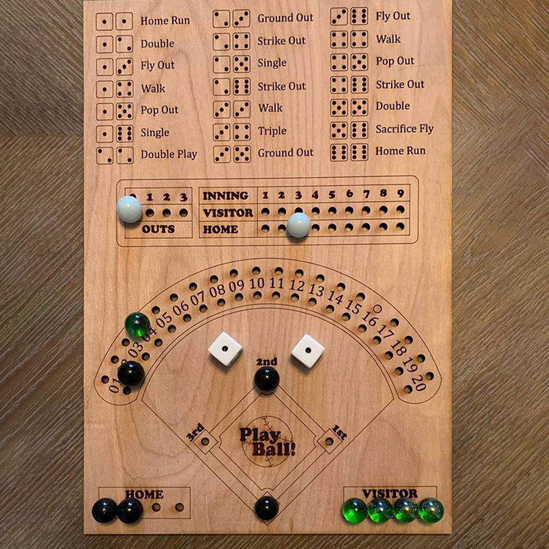 Juego de mesa de dados de béisbol de la estación independiente apoyos del partido del juego de mesa de dados de béisbol