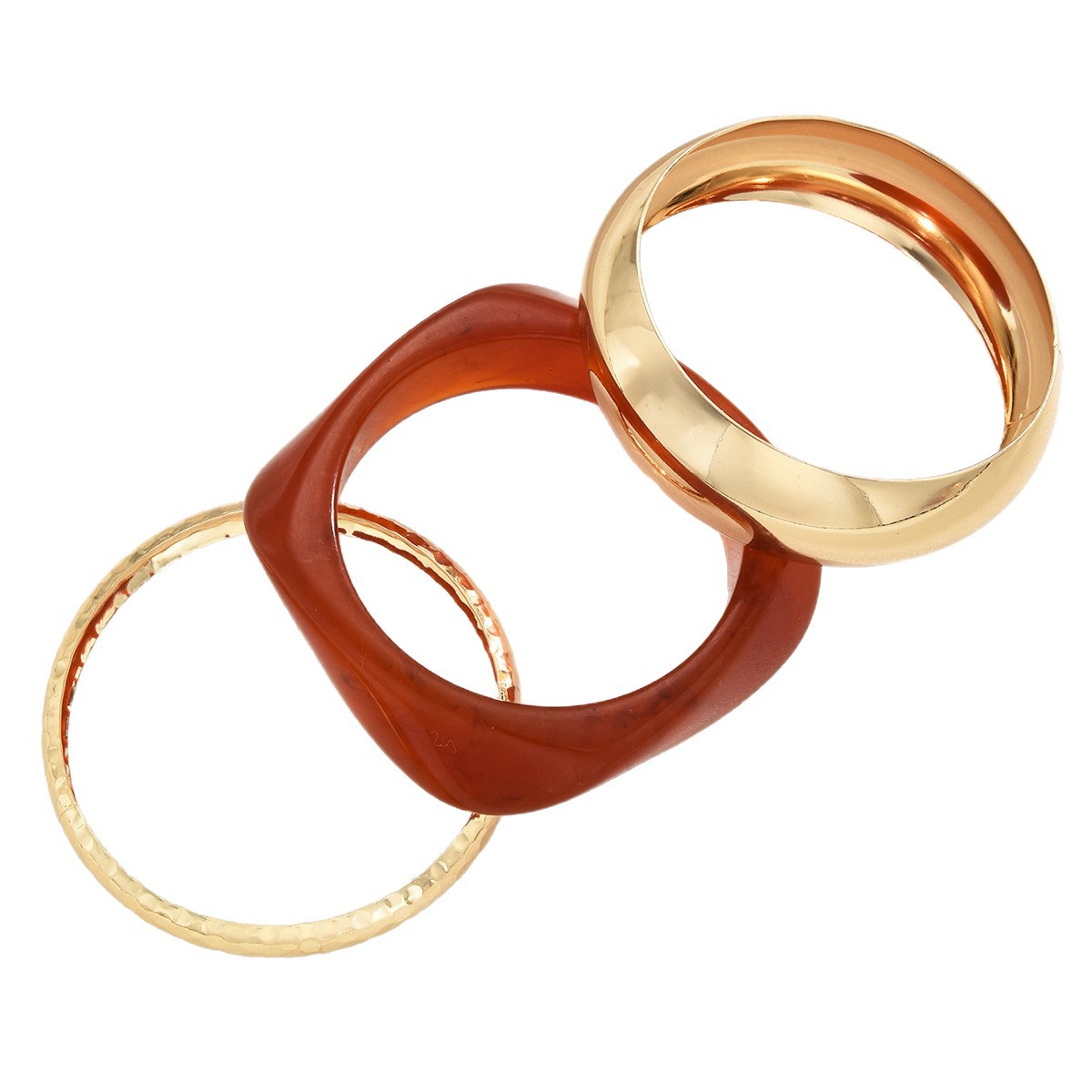 Joyas transfronterizas europeas y estadounidenses ins superpuestas pulseras de resina poligonal de moda pulseras de resina metálicas de geometría lisa