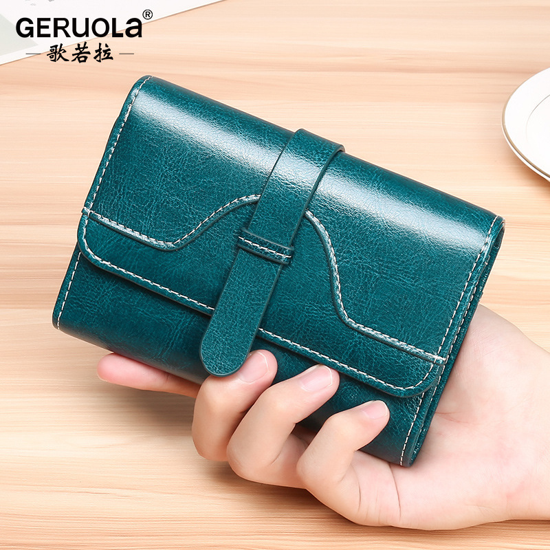 Wallet Women's Short Style Simple Versatile Genuine Leather 70% off Stacked Multi-Card Soft Cowhide Wallet Multi-Functional Card Holder