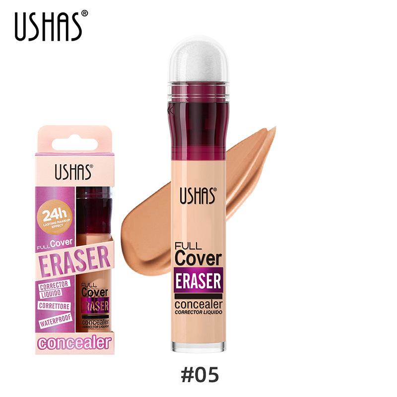 Base de maquillaje líquida de cabeza de esponja de punto de color USHAS12 con corrector de maquillaje de larga duración sin quitar maquillaje a prueba de agua FS442F