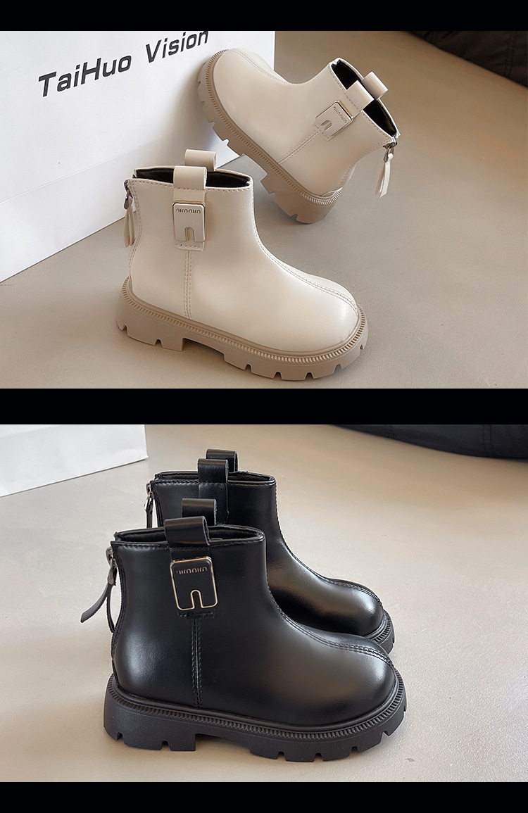 Martin 2024 Autumn/Winter New Collection Children's Short Black Soft soled British Style Girls' Boots_voghion.com