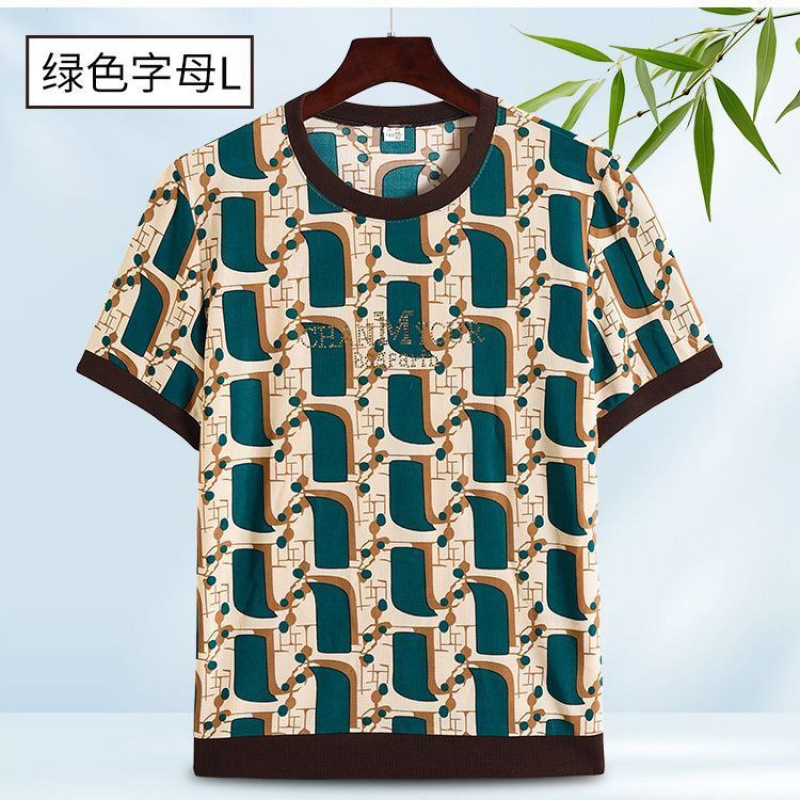 ママの夏用薄手半袖シャツ、中高年女性向け、ラウンドネック半袖トップス、アイスシルクメッシュ、速乾性|undefined