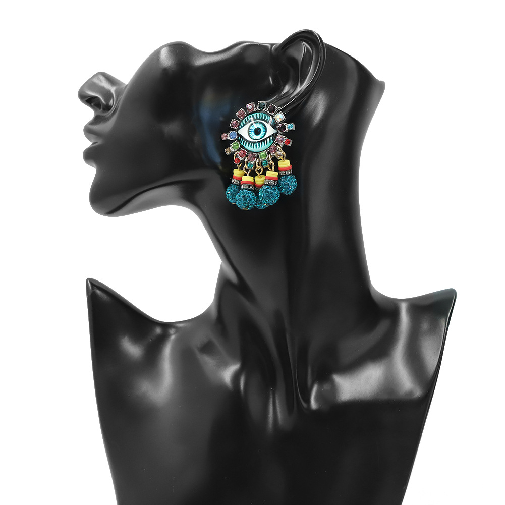 Creative Diamond-studded Zinc Alloy Devil's Eye Earrings display picture 3