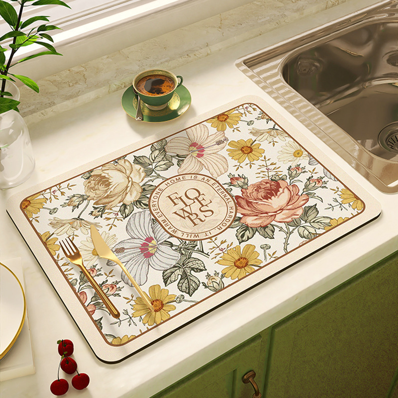 Cross-Border Wholesale Diatomaceous Earth Kitchen Drain Mat, Flower Plant Absorbent Quick-Dry Mat, Sink Countertop Protection Mat Cross-Border Wholesale Diatomaceous Earth Kitchen Drain Mat, Flower Plant Absorbent Quick-Dry Mat, Sink Countertop Protection Mat