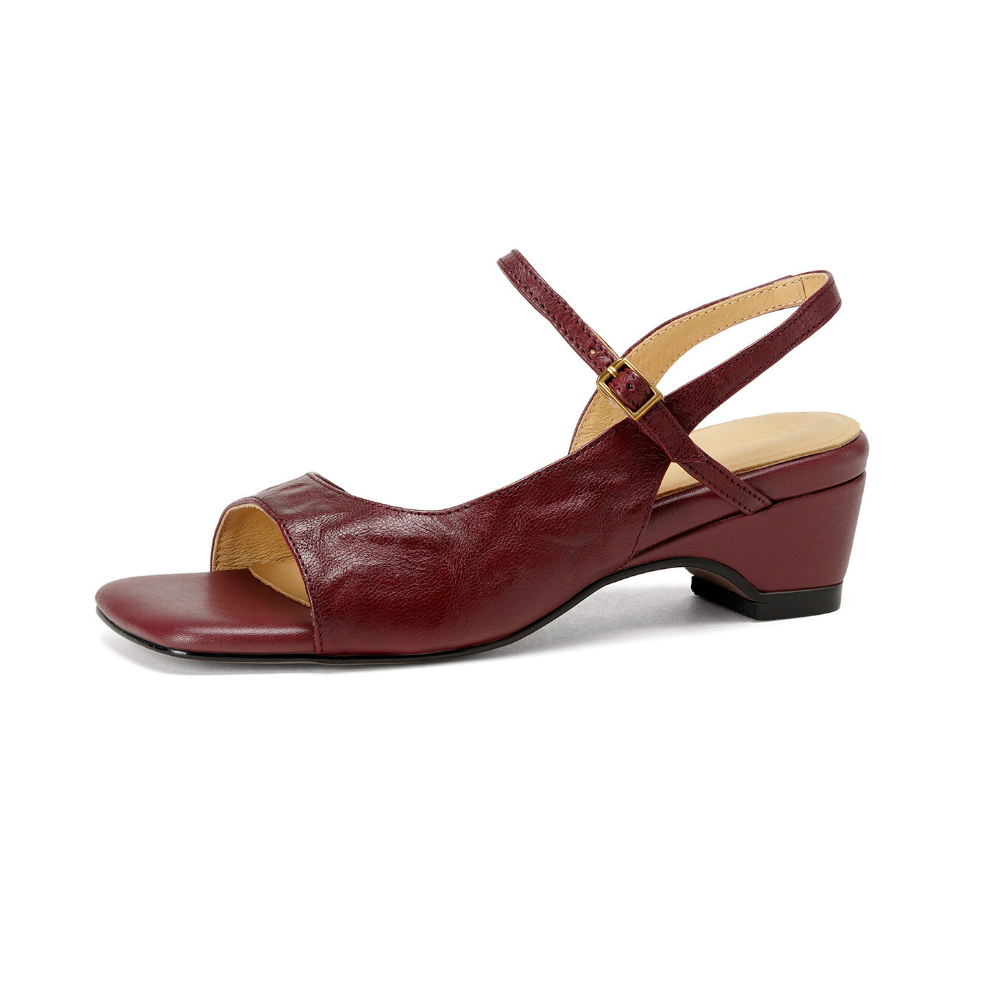 Sandal nữ da dê hở mũi gót vuông 4,5 cm phong cách Hàn Quốc — đen chi tiết 22